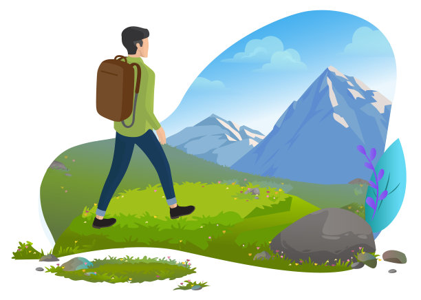 山里的徒步旅行者或背包旅行者图片下载