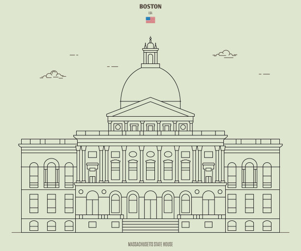 马萨诸塞州议会大厦，美国波士顿的地标图片下载