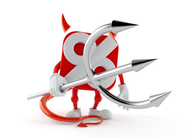 百分比字符与魔鬼角和干草叉图片下载