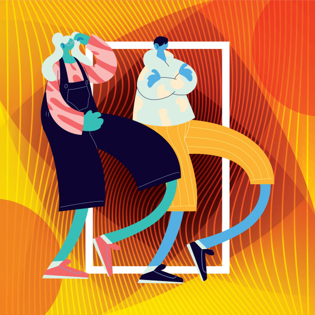 有风格的情侣散步和跳舞图片下载