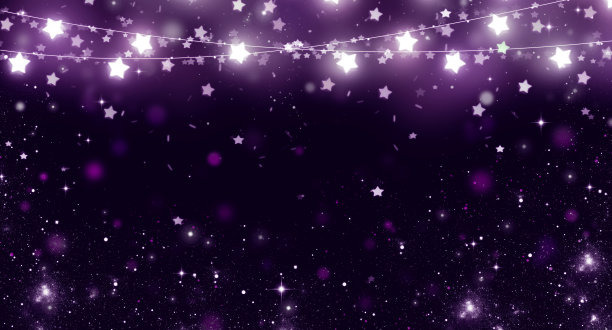 抽象模糊的紫色散景背景和星星的花环图片下载