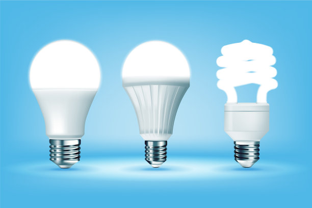 蓝色的3d荧光灯和led灯泡图片下载