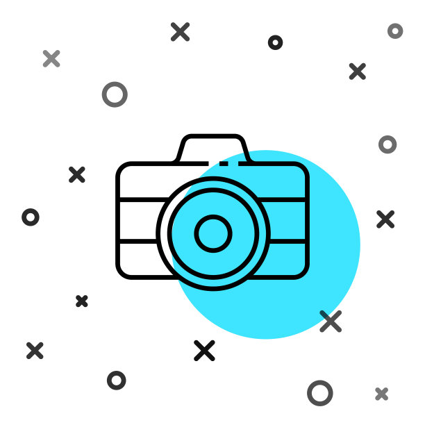 黑线照片相机图标孤立在白色图片下载