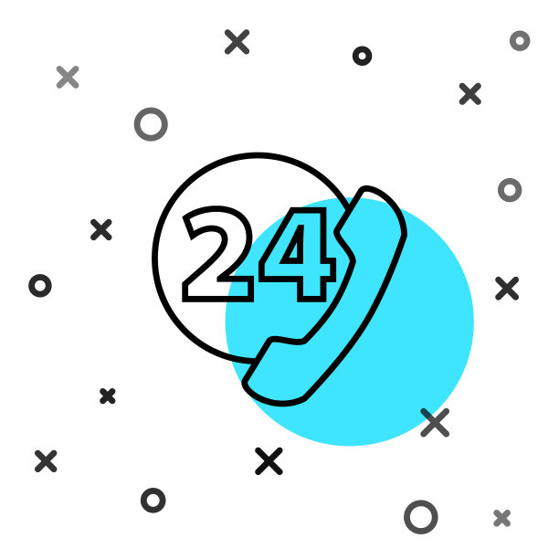 黑色线路电话24小时支持图标图片下载