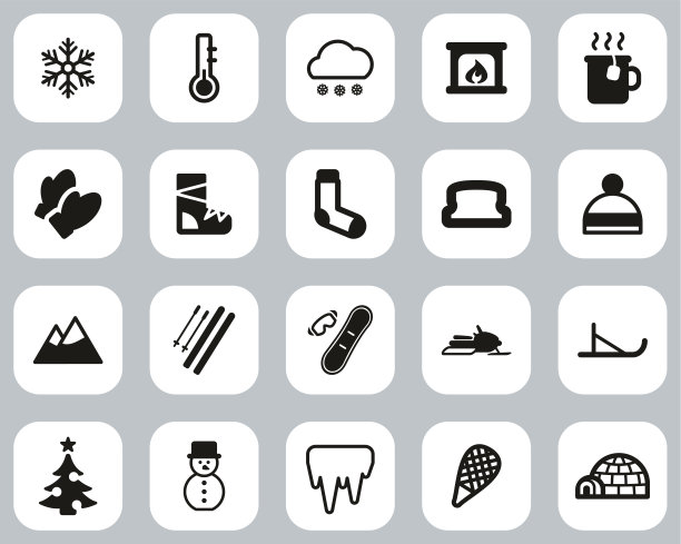 冬季图标黑白平面设计大图片下载