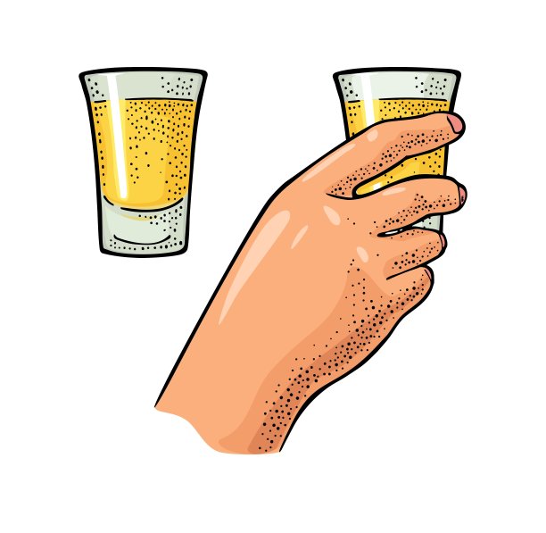 女性手捧龙舌兰杯。古董向量雕刻图片下载