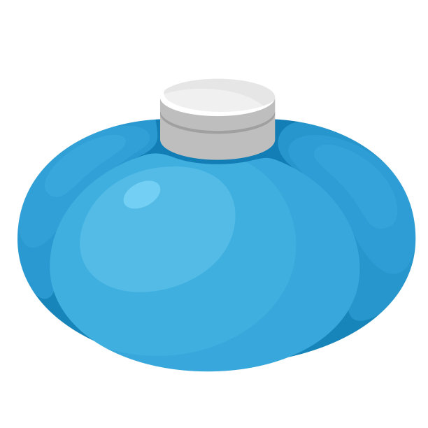 冰袋可重复使用的卡通图标。冰袋疗法。缓解肌肉疼痛、扭伤、肿胀或头痛。图片下载