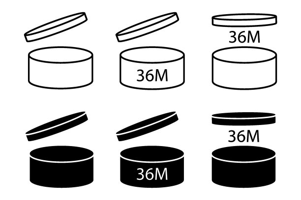 PAO化妆品开放符号36M设置矢量图标孤立在白色背景。图片下载
