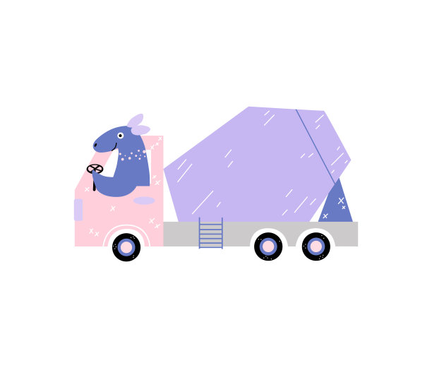 混凝土搅拌车上的恐龙图片下载