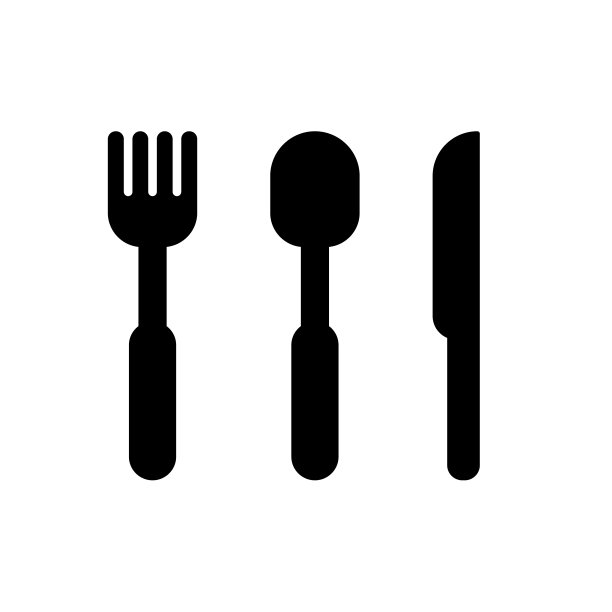 黑色简单的刀，叉和勺子图标。餐具，餐厅标志孤立在白色。矢量图图片下载