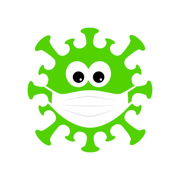 卡通冠状病毒戴口罩插图图片下载