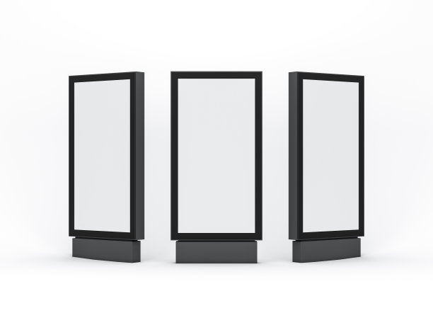 空白塔模型设置为广告，孤立在白色，空街头横幅模型图片下载