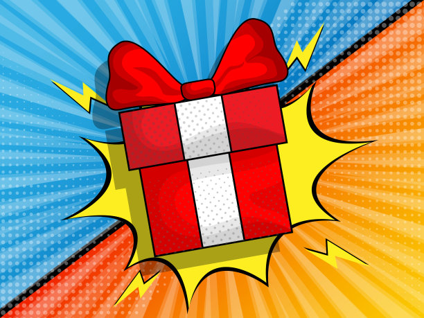 漫画变焦背景与礼盒图片下载