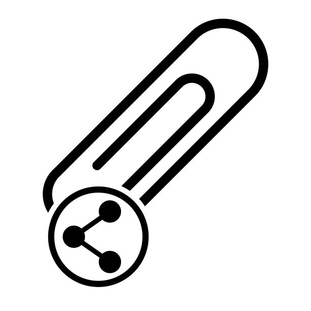 纸夹与共享循环按钮，黑色孤立在白色背景。学校元素向量图片下载