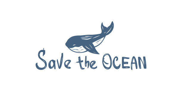 拯救海洋手绘文字与鲸鱼雕刻风格。矢量短语和海洋动物隔离在白色背景上。图片下载