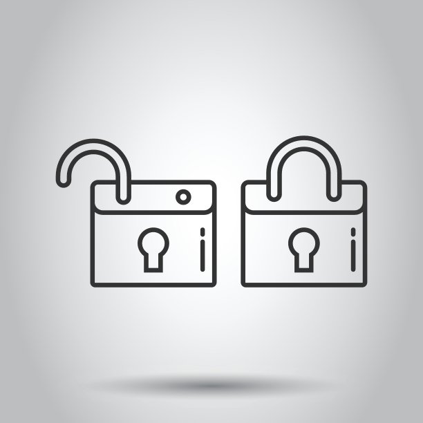 储物柜图标在平坦的风格。挂锁密码矢量插图在白色孤立的背景。钥匙解锁商业理念。图片下载