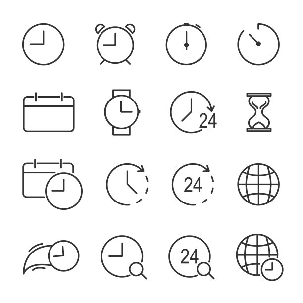 设定时间线图标的矢量图像。图片下载