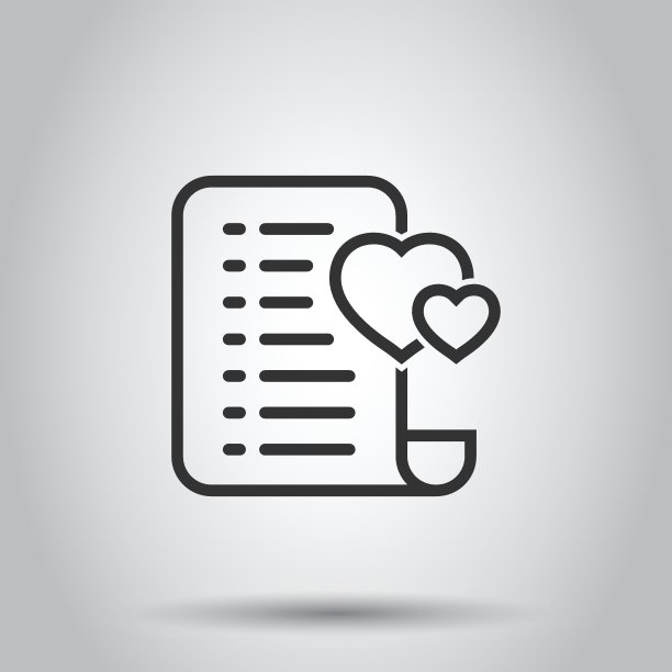 意愿清单图标在平坦的风格。就像文档矢量图上的白色孤立背景。最喜欢的商业概念列表。图片下载