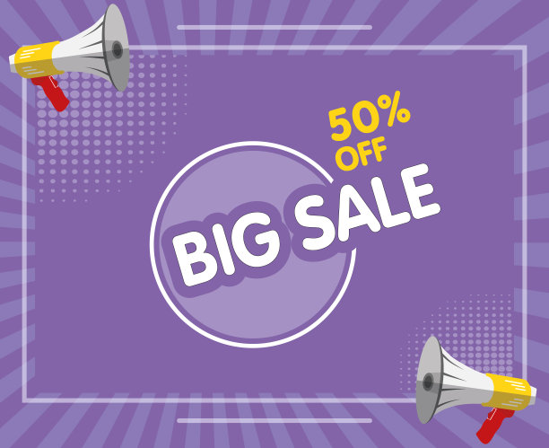 销售，折扣，扩音器，扩音器，促销和广告设计模板。矢量插图。图片下载