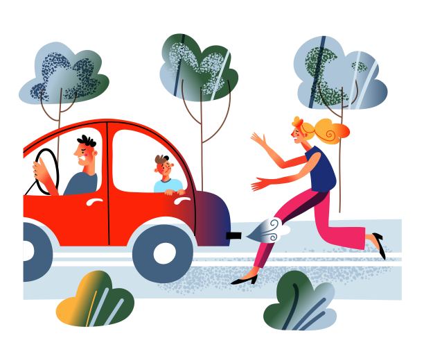 与妻子发生冲突后，愤怒的男人带着儿子开车离开。女人和男人吵架，父亲开车离开，伤心的孩子受苦，妻子哭泣。不幸的婚姻矢量插图。国内的纷争图片下载