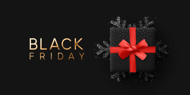 黑色星期五销售。旗帜，海报，标志，金色在黑暗的背景图片下载