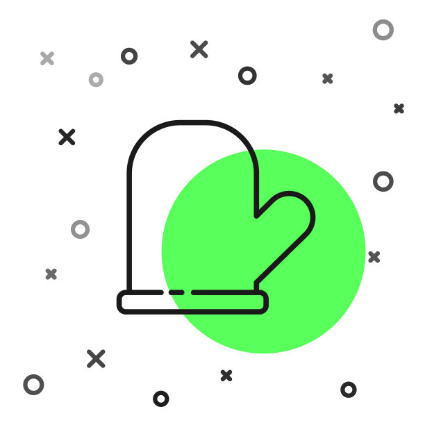 黑线烤箱手套图标孤立在白色背景。厨房布垫子的迹象。烹饪手套。向量图片下载