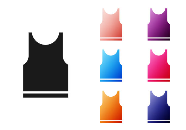 黑色无袖t恤图标孤立的白色背景。设置图标丰富多彩。矢量图图片下载