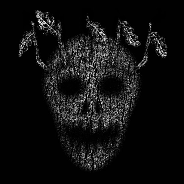 头骨是用树皮和橡树芽做成的图片下载