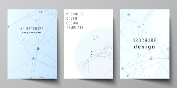 矢量布局A4格式封面模型模板的宣传册，传单布局，小册子，封面设计，书设计，宣传册封面。蓝色医学背景，有连接线和点，神经丛图片下载