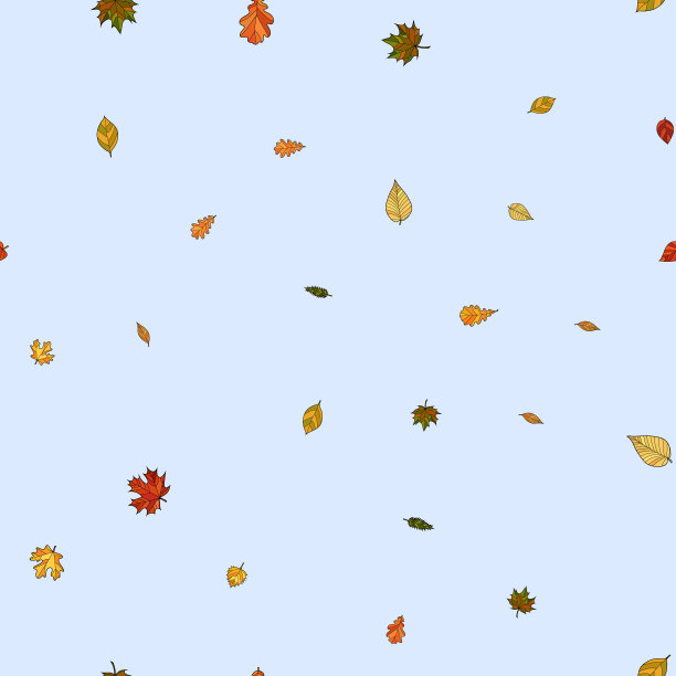 抽象向量涂鸦秋叶无缝图案图片下载