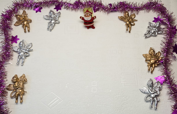 圣诞装饰在一个白色的背景纹理雪圣诞贺卡图片下载