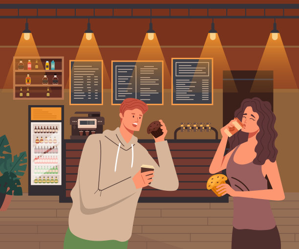 人们以咖啡的概念喝咖啡。矢量平面设计卡通插图图片下载