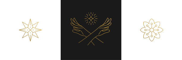 向量线女性装饰设计元素集——花朵和女性手势手插画极简的线性风格图片下载