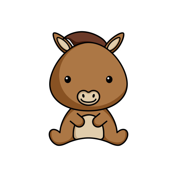 可爱的商业驴图标上的白色背景。吉祥物卡通动物人物画册、剪贴簿、贺卡、请柬、传单、贴纸、卡片设计。平面矢量股票插图。图片下载