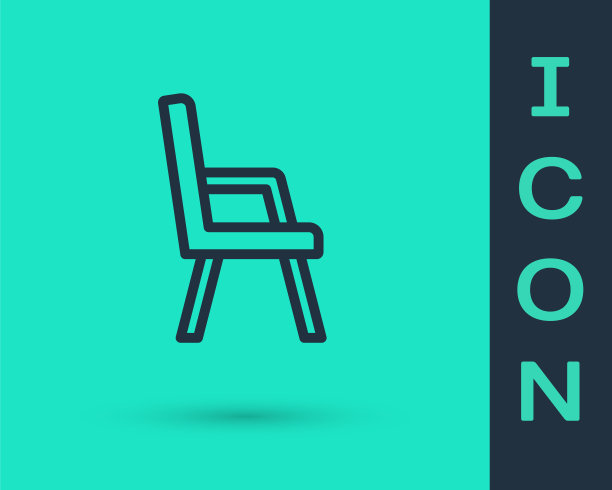 黑色线条扶手椅图标孤立在绿色背景。向量图片下载