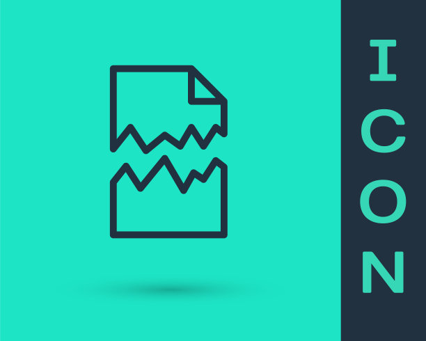 被撕裂的文档图标孤立在绿色背景上。向量图片下载