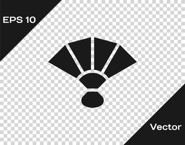 黑色风扇弗拉门戈配件图标隔离在透明的背景。向量图片下载