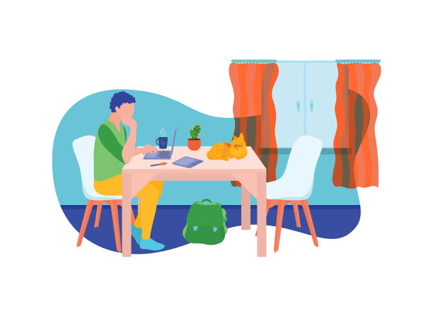 概念在家工作的男性自由职业者坐在图片下载