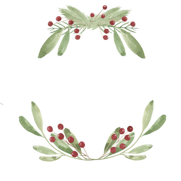 圣诞水彩花环孤立的白色背景。装裱，庆祝，新年，明信片，剪贴簿。图片下载