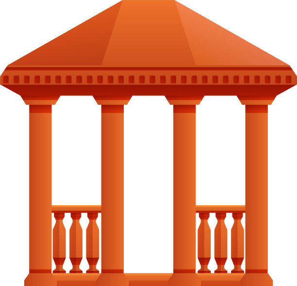 木凉亭图标卡通风格图片下载