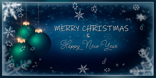 圣诞蓝色背景与圣诞球图片下载