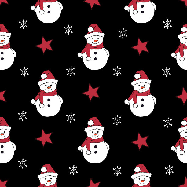 圣诞无缝模式与雪人，冷杉树和雪花。完美的壁纸，包装纸，图案填充，冬季问候，网页背景图片下载