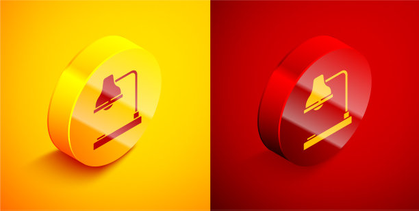 等距台灯图标隔离在橙色和图片下载