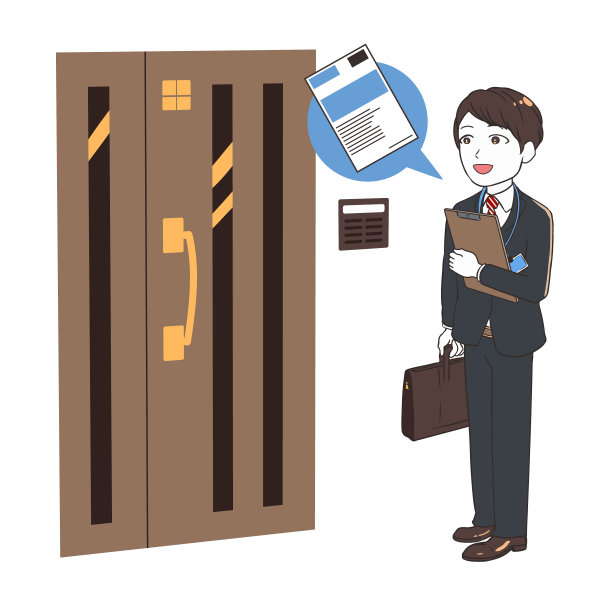 男调查人员为了调查问卷而拜访一户人家的男性调查人员图片下载