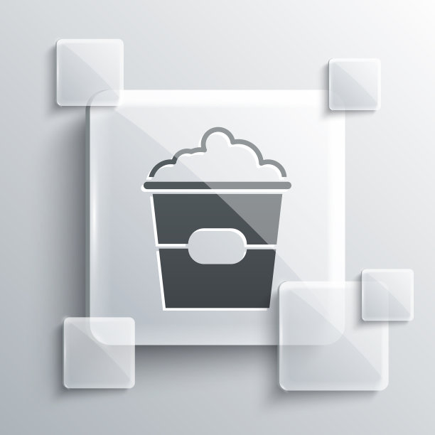 灰色爆米花在纸板箱图标隔离上图片下载