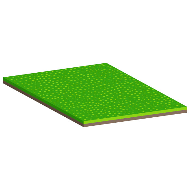 有褐色土壤的草坪。绿草的草皮。矢量等距和3D视图。图片下载