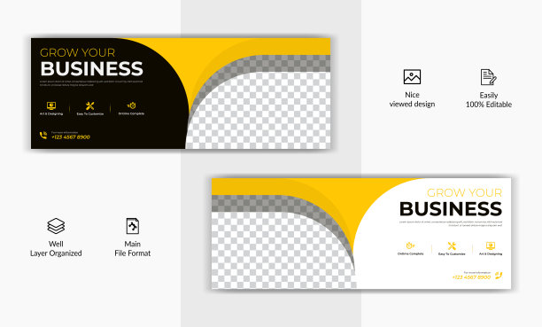 企业业务营销马赛克风格的社交媒体张贴海报instagram故事facebook封面页，标题，时间轴网站横幅模板设计图片下载