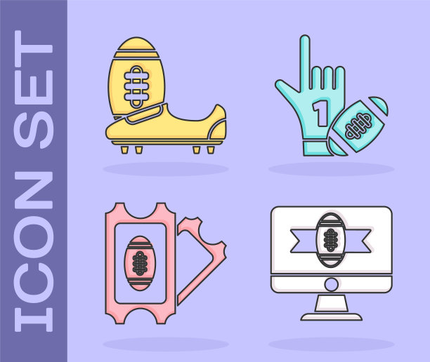 电视节目中的美式橄榄球、足球鞋、美式橄榄球票和头号球迷手套图片下载