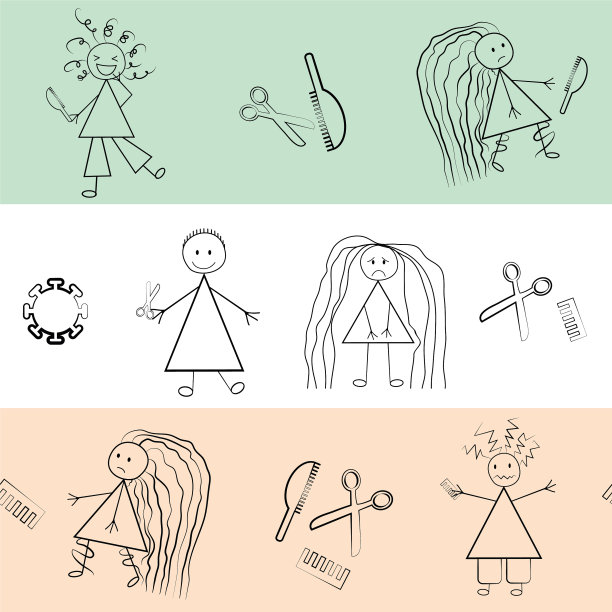 头发剪不好，冠状病毒19检疫无缝图片下载