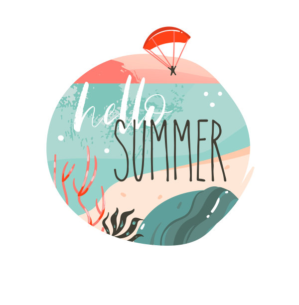 手绘抽象卡通夏日时光图片下载